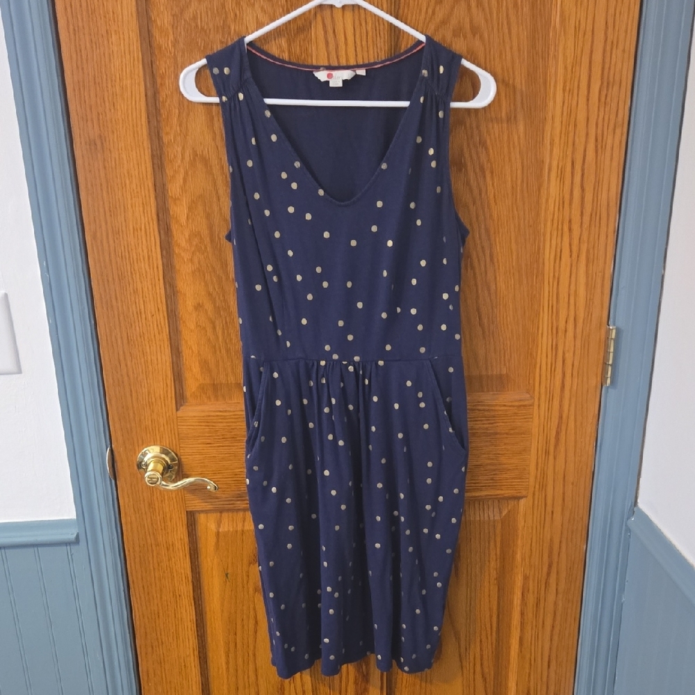 Boden Navy Dress with Gold Accents